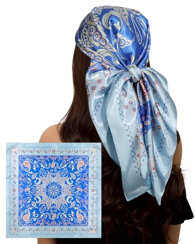 Lourny Head Scarf for Women 35 Large Fashion Silk-Like Satin Scarf Square Bandana for Hair Sun Protection Sleeping Head Wrap Perfect for Travel Gifts and Daily Use
