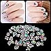 Nail Rhinestones 48Pcs Big Charms Silver 3D Crystals Iridescent AB Diamonds Silver Metal Frame for DIY Crafts Nail Art