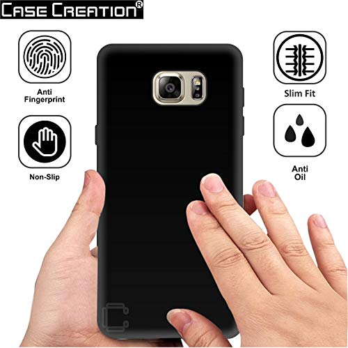 Image of Case Creation for Samsung Galaxy Note 5 Back case, Samsung Galaxy Note5 2015 Slim Flexible Smart Look case with 360 Camera All Angle Protection (Pure Black)