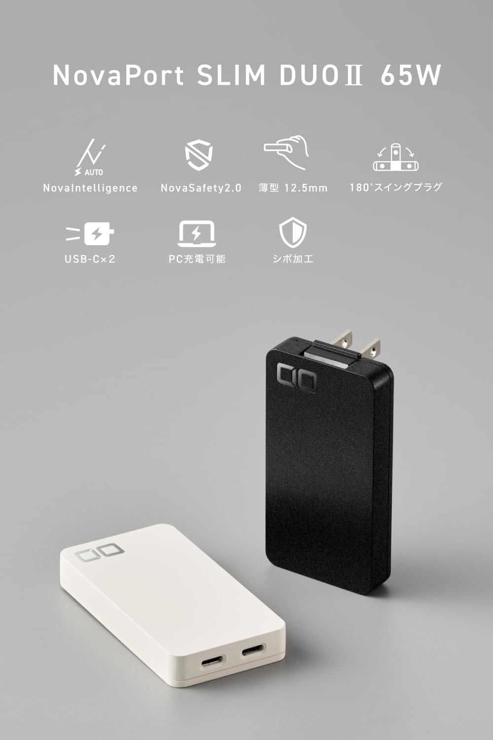 Amazon | CIO 充電器 65W USB-C 2ポート 薄型[12.5mm] 軽量 180