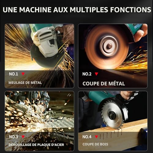 Meuleuse d'angle 115 mm DNTI avec tête en métal et protection de disque - 3