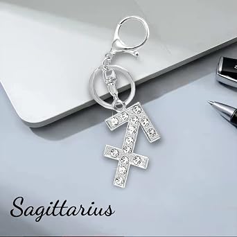 Constellation Keychain,2 Packs Gold and Silver Zodiac Creative Crystal Keychain,Novelty keychain Accessories