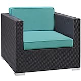LexMod Convene Outdoor Patio Armchair in Espresso Turquoise
