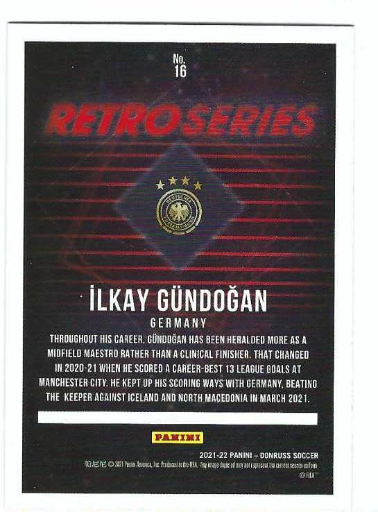 Miniatura 2 de ILKAY GUNDOGAN 2021-22 Panini Donruss Road To FIFA World Cup Qatar 2022 Retro Series Soccer #16 Card Manchester City Germany