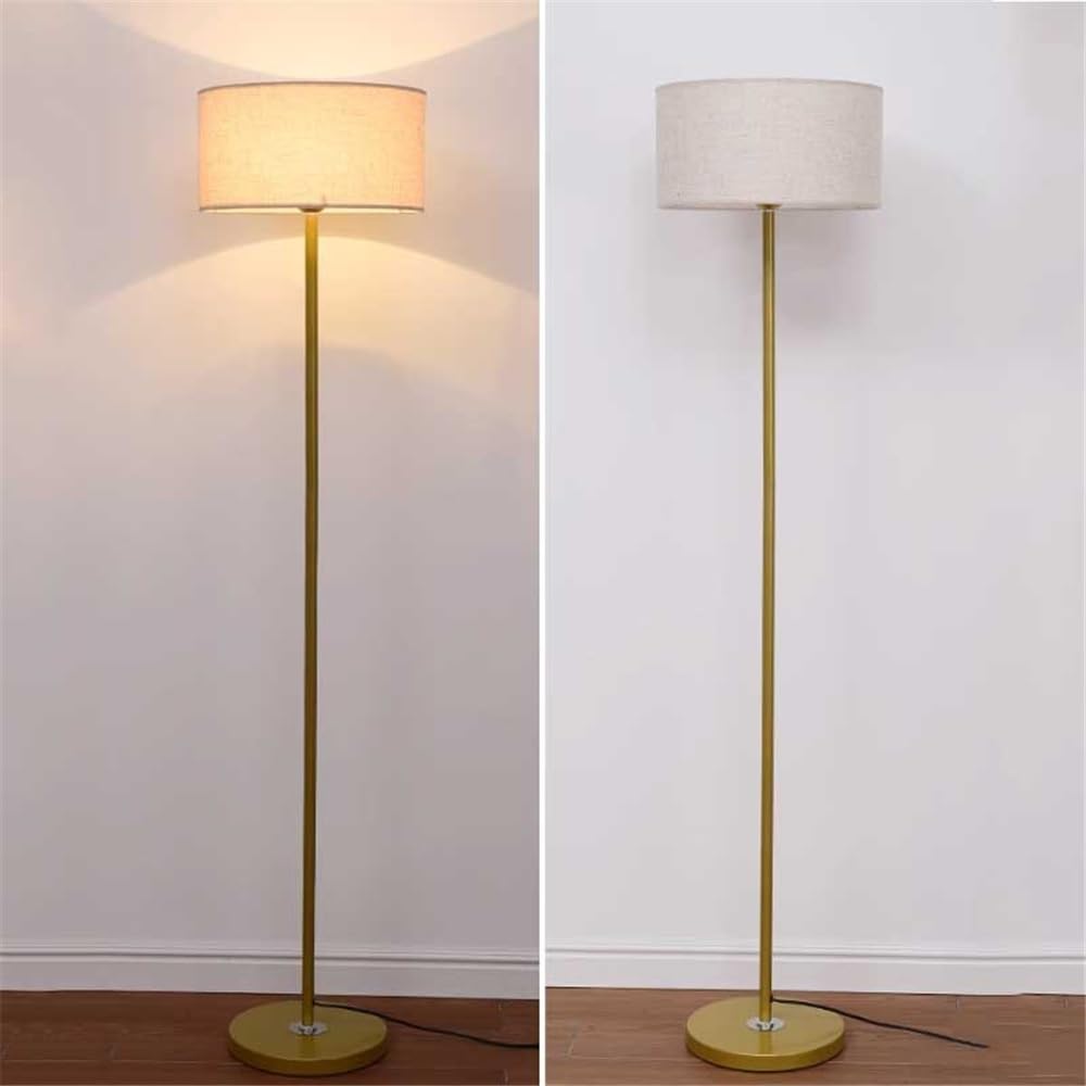 Lampa podłogowa Złota modna lampa podłogowa do salonu, gabinetu, biura, sypialni, lampy stojące z abażurem