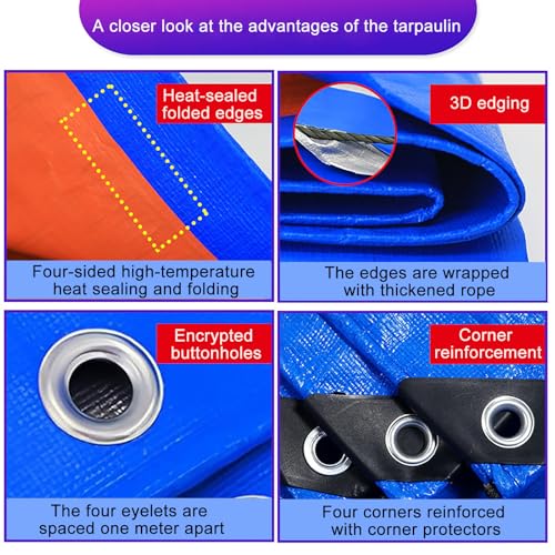Lona de protección universal impermeable azul de 100x460 cm para leña 4