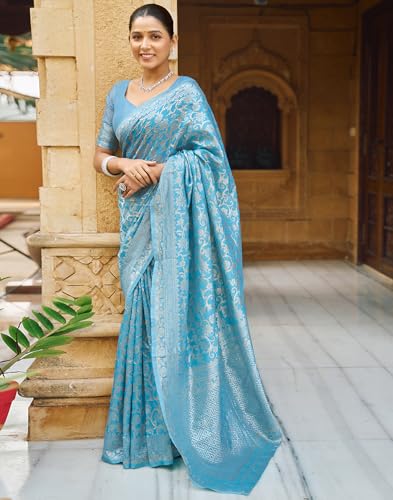 Image of SIRIL Women's Jacquard Kanjivaram Soft Silk Saree Pure Silk With Unstitched Blouse Piece