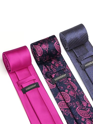 Image of HISDERN Mens Ties and Pocket Square Set Business Elegant Ties for Men Classic Lot 3 Pcs Wedding Party Neckties & Handkerchief