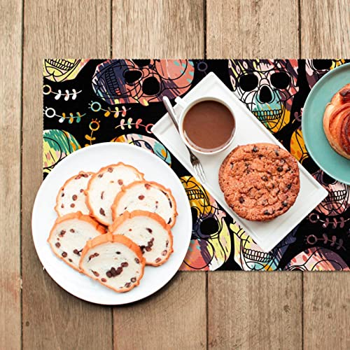 Set de table résistant à la chaleur lavable motif tête de mort punk lot de 4 - 7
