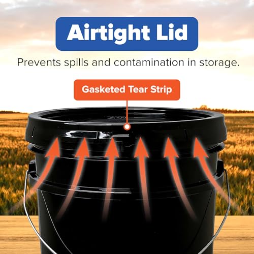 ePackageSupply 5 Gallon Bucket with Airtight Lid | Made in USA | Food Grade | Heavy-Duty Premium HPDE Plastic | Durable 90 Mil All Purpose Pail | Easy Stack and Store | BPA Free | 6 Count - Thumbnail 6
