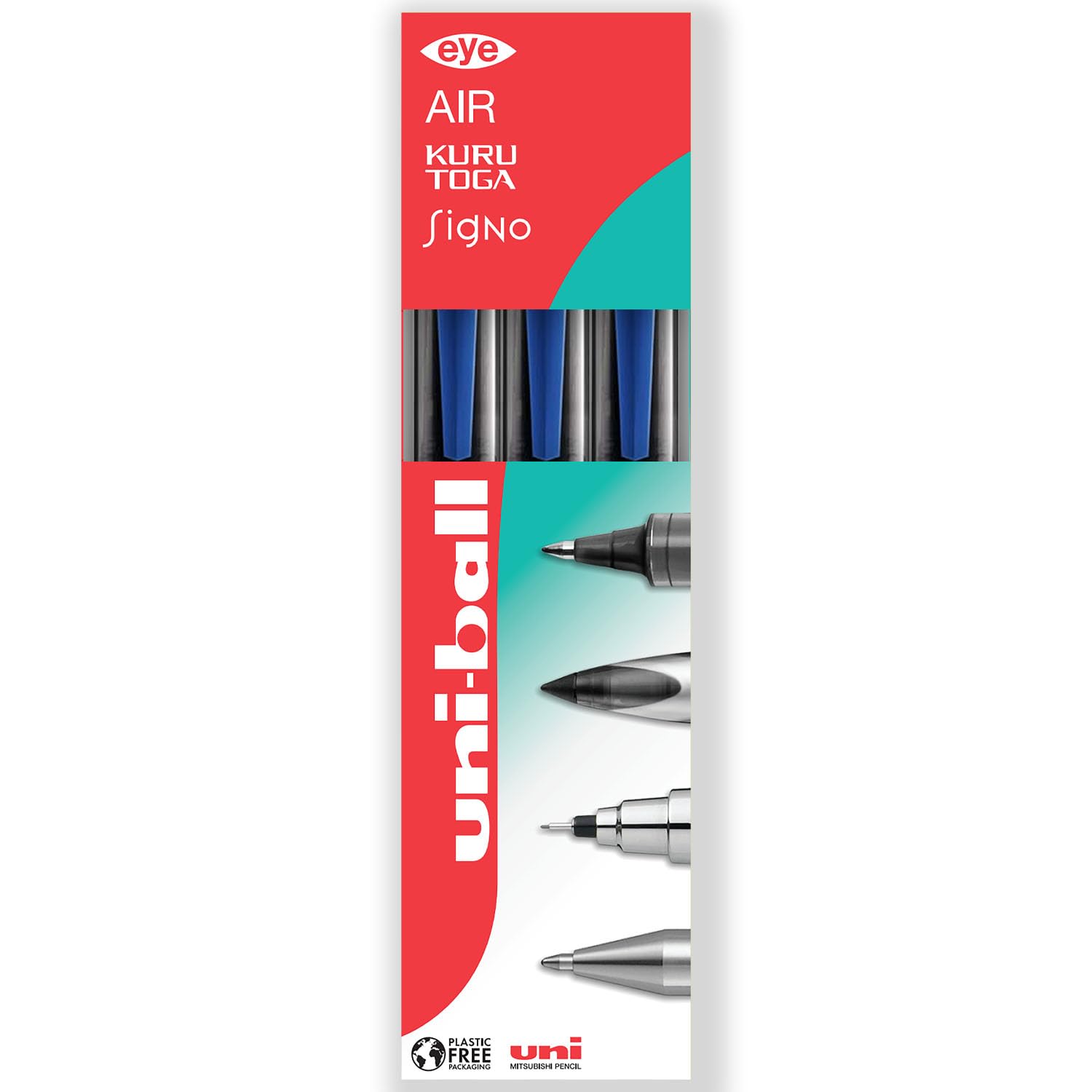 uni-ball AIR Micro - 0.5mm Fine Rollerball - UBA-188-M - In Envelope Gift Packaging (Pack of 3, Blue) - Image 2
