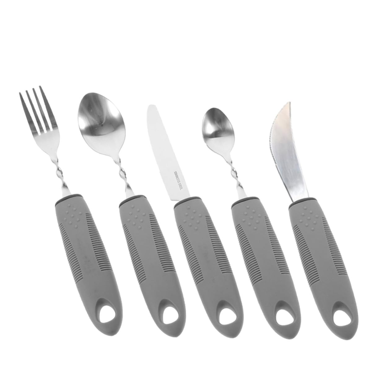 Cubiertos Adaptativos Antitemblor para Ancianos Mango Ergonómico Flexible de Gris Utensilios de Rehabilitación para Personas con Movilidad Reducida para Comer Interiores