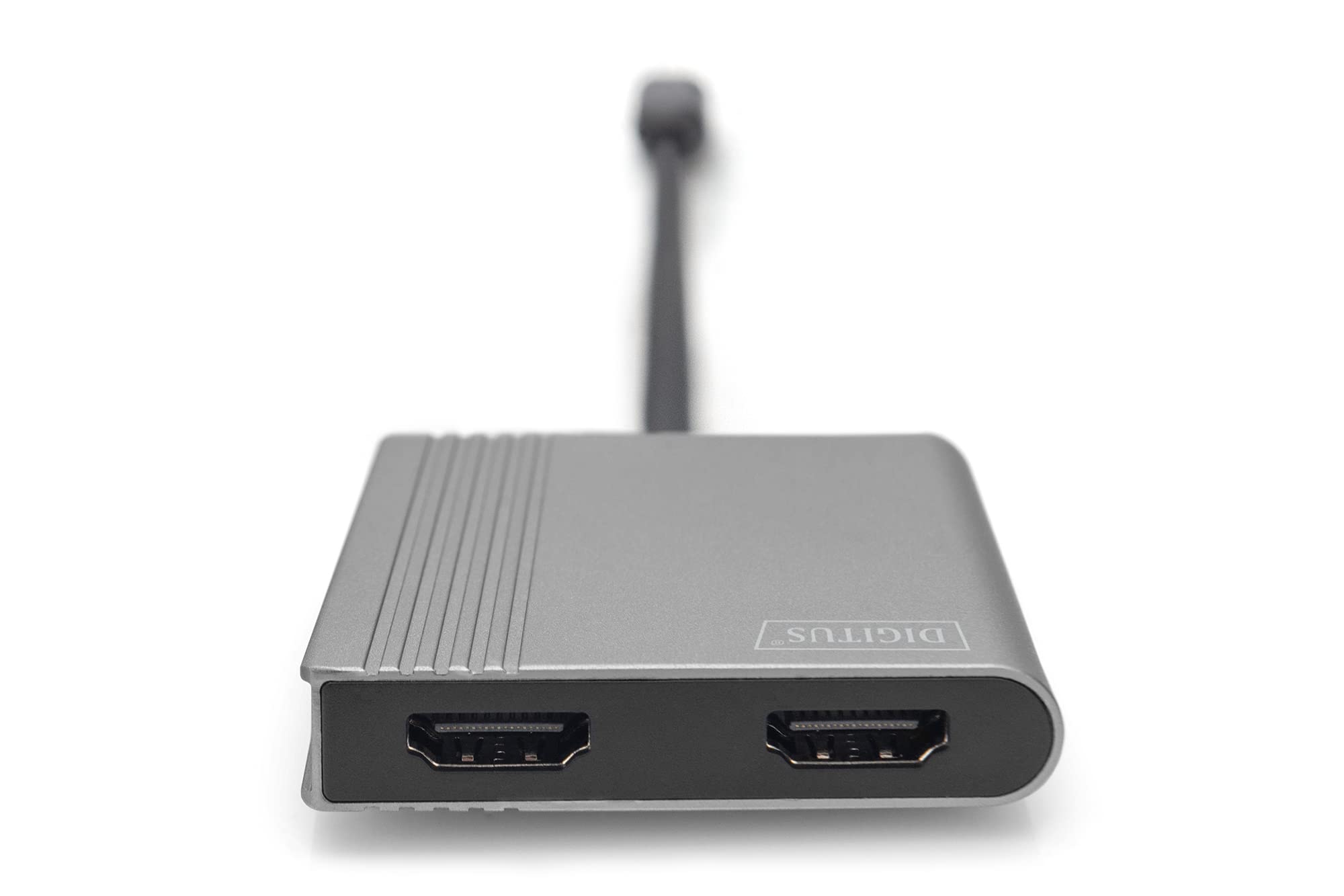 DIGITUS Adapter graficzny USB-C - USB-C do 2x HDMI - UltraHD 4K/60Hz - Obsługa SST/MST - Długość kabla 18 cm - Plug & Play - Szary