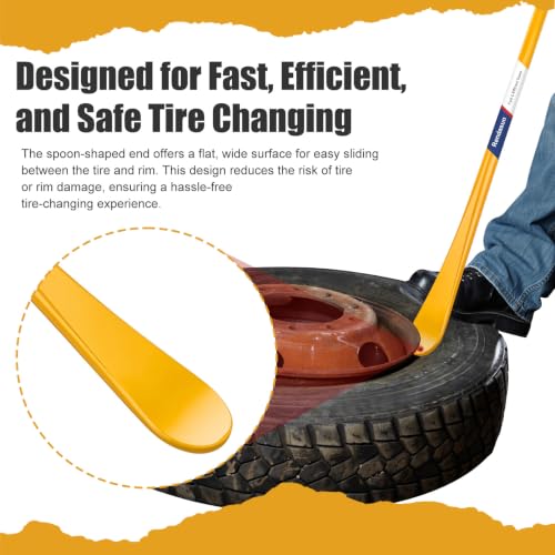 Image of 2PCS Tire Bar,33220 Mt and Demount Spoon Tire Tools, 30 in,11 /16 in,Yellow