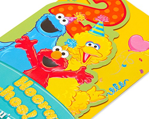 American Greetings Sesame Street 2nd Birthday Card with Glitter
