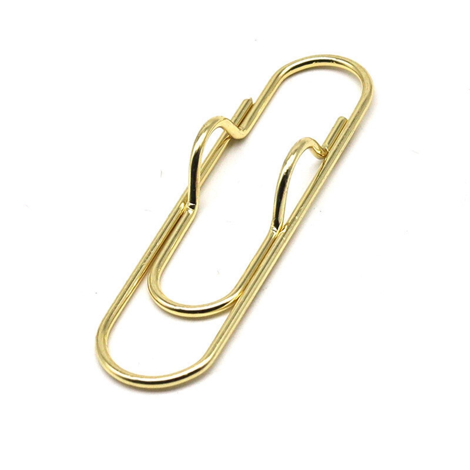 WonJoxel Pen Clip 50PCS Metal Paper Clips With Pen Holder Binder Multi-functional School Office Learning Supplies Stationery Paperclips for Notebook Journal and Planner Vintage Brass Eff(Gold)