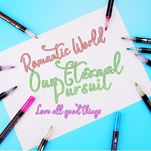 Self Outline Metallic Markers,Super Squiggles Shimmer Markers Pen For Highlight Outline Metallic Markers Pen,Card- Drawing Makingcute Glitter Magic Markers Stationary Supplies #TOP3