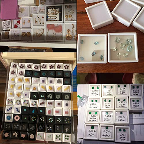 12 Pcs Loose Gemstone Display Box Jewelry Box Container With Glass Top Lids For Gems, Diamond,Diameter 1.1”(Black) #TOP5
