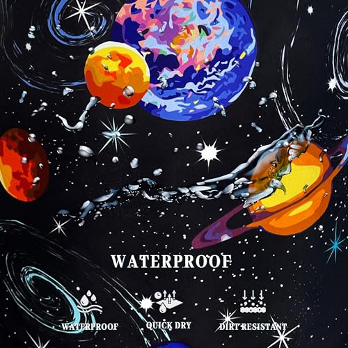 Image of Starry Sky Planets Laundry Basket Oxford Cloth Foldable Hamper 18.9x16.5 In