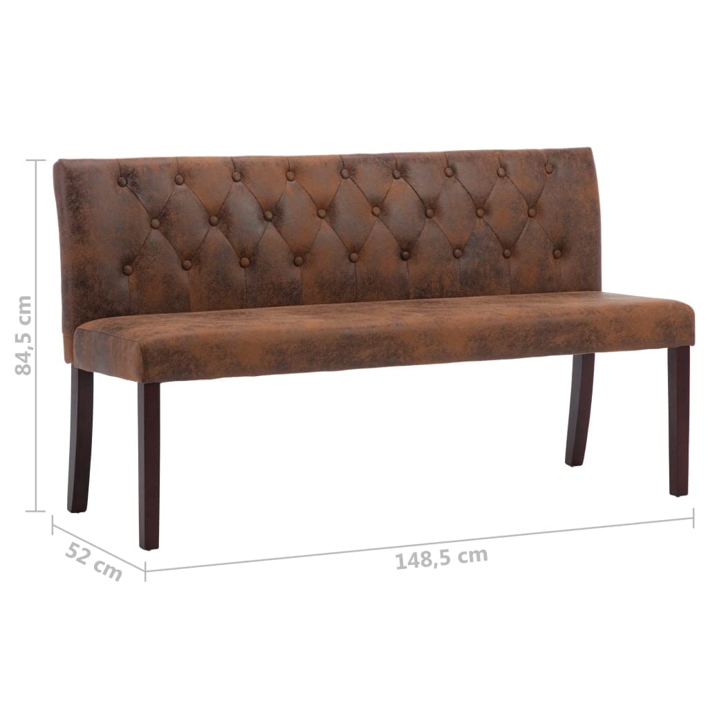 Banco 148,5 cm Marrón Piel Ante