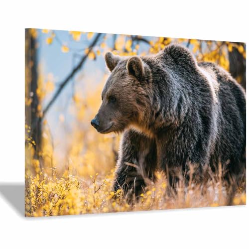 Peinture murale d'art grizzly multicolore sur toile de qualité