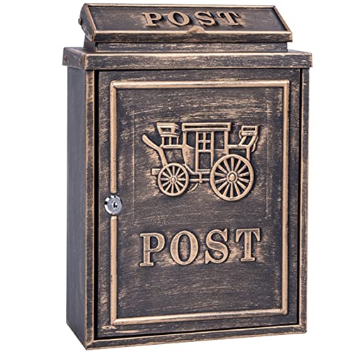 Buzón de Pared - Buzón rústico de Pared con Cerradura Reforzada, buzones para revistas, Correo, Cartas, periódicos, buzón de Aluminio Fundido a Prueba de óxido