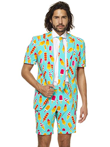 Opposuits Men's Summer Suit - Ice Cream Popsicle Printed Outfit - Slim Fit - Includes Short Sleeved Blazer - Shorts - and Tie3