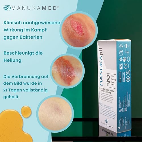 ManukaMed MANUKApli Wund und Heilsalbe schnelle Heilung Steriler Wund Creme Wundsalbe medizinischer Honig MGO+700 antibakteriel Wundgel 100% Bioaktiv Manuka (2x15 g)