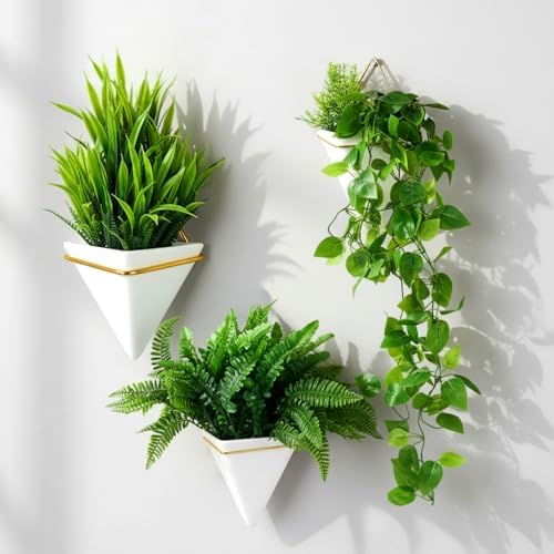 Rtteri 15 PCS Wall Hanging Planter Set with Artificial Greenery, ...