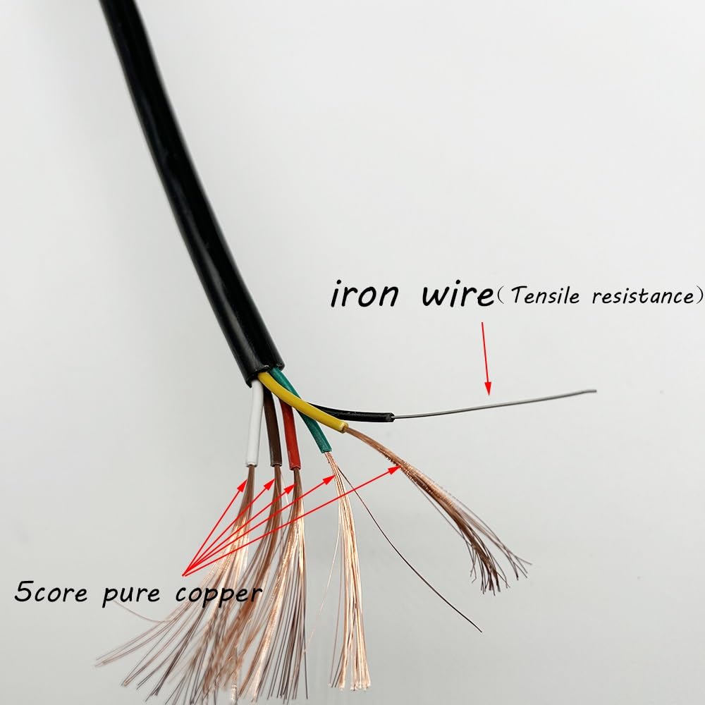 Zwinięty, kręcony, wielożyłowy kabel sieciowy, spiralny, 5 żył, 2 metry
