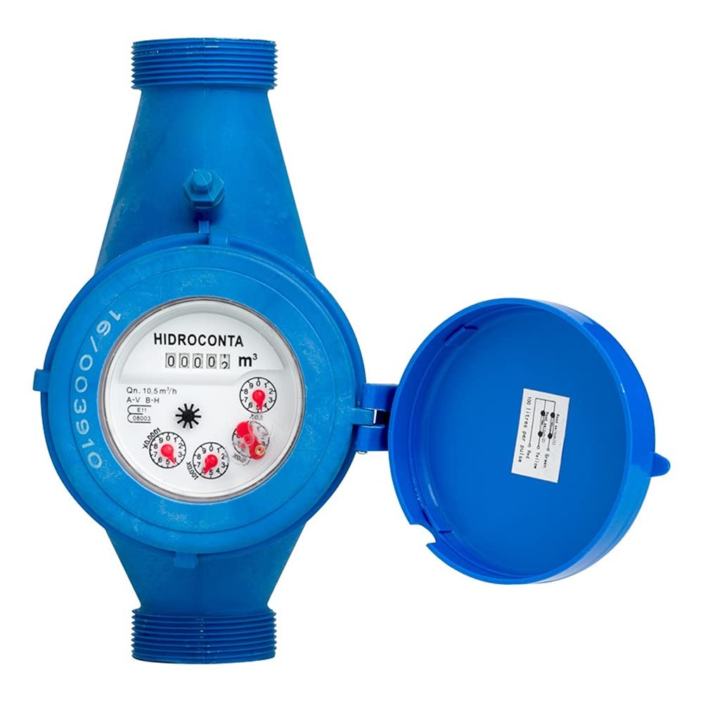 GNCGarden Contador de Agua 25mm de Chorro múltiple Nylon. Contador de Agua para riego, de dominio público hidráulico con aprobación CE. Rosca Entrada y Salida 1" Macho. Racores incluidos