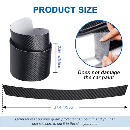 Image of Soft & Bendable Rear Bumper Guard Protector 37.4 inch x 2.56 inch - Carbon Fiber Leather Anti-Scratch Strip for SUV /Trunk | Flexible But NOT Stretchable | Trim to Fit