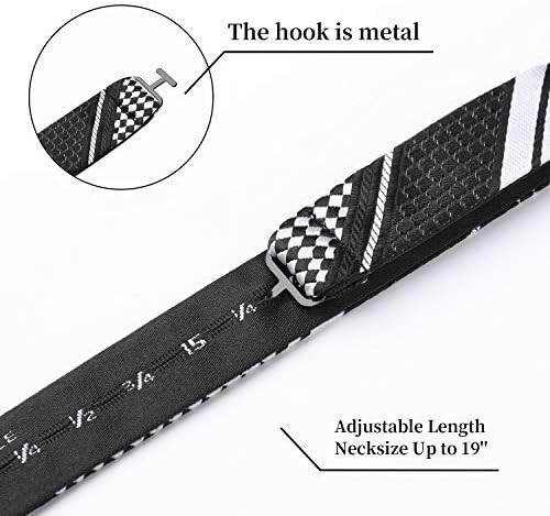 HISDERN Bow Ties for Men 3pcs Mixed Self-Tie Bow tie and Pocket Square Set Classic Formal Tuxedo Wedding & Party Bowtie - Image 5