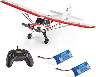 RC Plane 2.4Ghz 3 Channels Remote Control Airplane Ready to Fly Styrofoam RC Plane with 6-Axis Gyro Stability Flight RC Aircraft for Kids Boys Beginner（2battery） (Red)