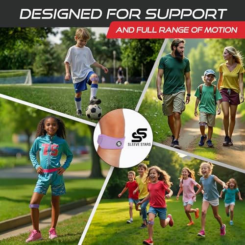 Image of Sleeve Stars Patellar Tendon Support Strap Osgood Schlatter Knee Brace for Youth, Women & Men, Swedish Brand Patella Knee Strap for Arthritis & Pain, Kids Knee Brace w / 3 Lengths (Light Purple /Kids)