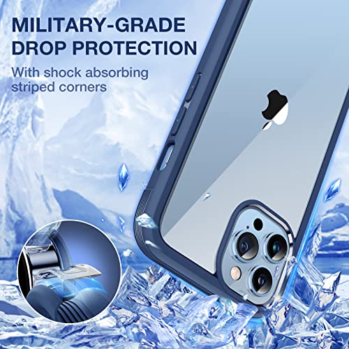 Image of Miracase Compatible with iPhone 13 Pro Max Case Navy Blue, Anti-Yellowing Shockproof Phone Clear Case, Premium Hybrid Protective Bumper Case Fit for iPhone 13 Pro Max