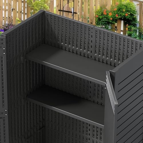 YITAHOME Metal Storage Shed Shelves for 59 cuft Vertical Outdoor Storage Shed，2PCS Space-Saving Waterproof Shelf with 8 Screws for Outdoor Storage Sheds, 51 inx13.8 in, Easy Assembly, 22 lbs, Black by YITAHOME - Image 2