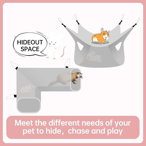 Rat Ferret Hammock Toys Cage Accessories, Guinea Pig Hideout Tunnel, Warm Bed for Rat Ferret Guinea Pig Sleep Hide and Play - Image 4