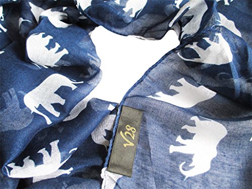 V28 Gorgeous Blue Elephant Print Long & Soft Scarf Shawl/Wrap - Large3