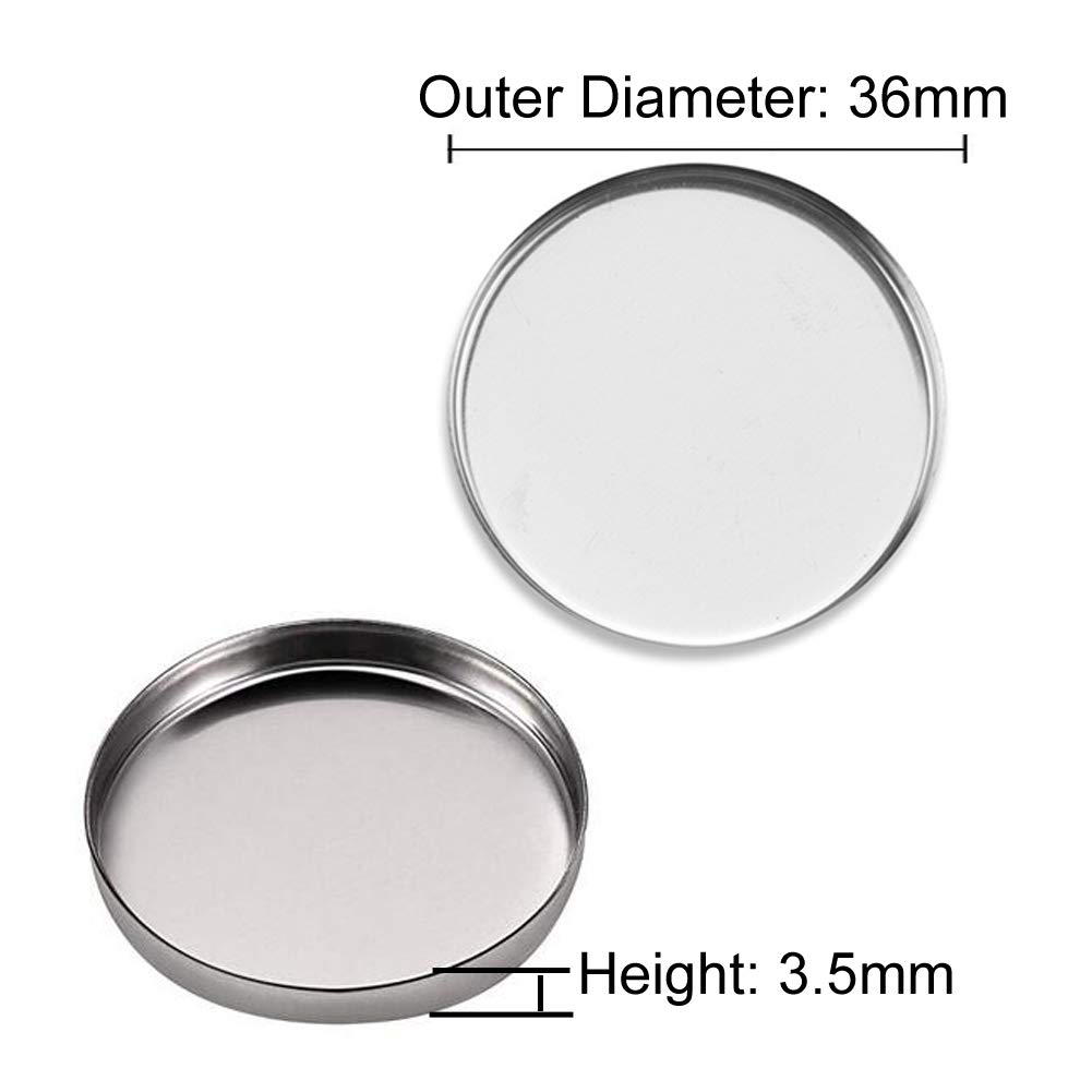 20 bandejas redondas vacías de metal para sombra de ojos, paleta de maquillaje magnética, 1.417 in de diámetro, 0.138 in de altura 3