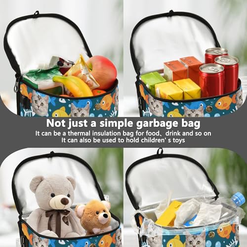 Image of Wudan Cartoon Cute Fish Bubble Custom Car Trash Can with Lid Leak Proof Trash Bin Can for Lid and Storage