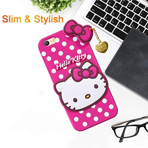Image of Unirock Hello Kitty Back Case Cover for OPPO A83 | 3D Cute Hello Kitty Case |Soft Silicone Rubber Back Cover with Pendant Kitty Cover for OPPO A83 (Pink)