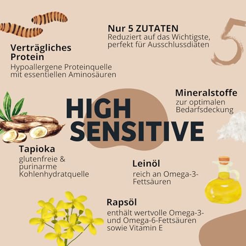 BugBell 7kg Premium Trockenfutter Schonkost, Nur fünf Komponenten, Hypoallergen, für Allergikerhunde, Insekten Hundefutter bei Ausschlussdiäten