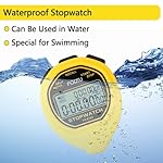 FCXJTU Digital Waterproof Stopwatch, 60Laps Split Memory Stopwatch, No Clock, No Calendar, No Alarm, Simple Silent Large Display Stop Watch for Sports Swimming Training Coaches (Yellow) - Image 2