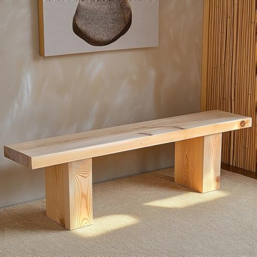 Banco de madera maciza de diseño grueso para la entrada de casa 7