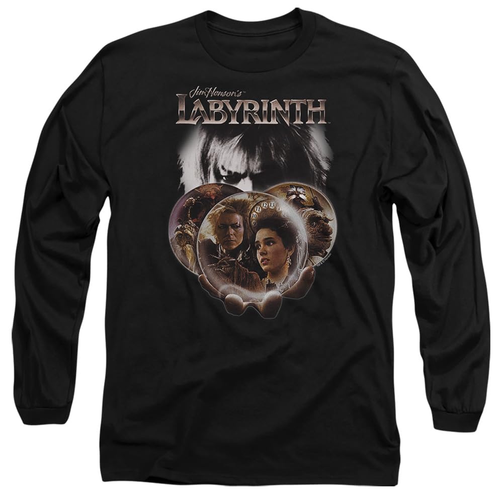 Labyrinth Globes Unisex Long Sleeve T Shirt, Black, Small