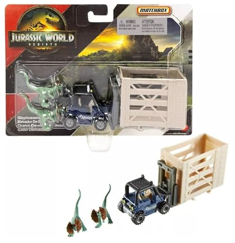 Hot Wheels Jurassic World Rebirth, Dinosaur Collection Vehicle and Figure (Dilophosaurus Lifter)