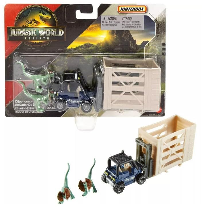 Hot Wheels Jurassic World Rebirth, Dinosaur Collection Vehicle and Figure (Dilophosaurus Lifter)