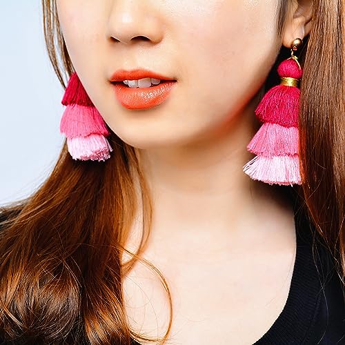 Hot Pink Earrings Y2K Love Gifts, Pink Heart Earrings Lightweight Hypoallergenic Heart Drop Magenta Earrings Valentine's Day Mother's Day Jewelry3