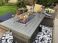 Vakollia Propane Fire Pit Table,44 Inch 55000 BTU Outdoor Gas Fire Pit Rectangular with Glass Wind Guard for Outside Patio Deck (Gray-Aluminum Top)